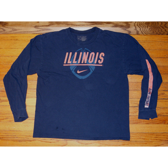 Vintage Y2K ILLINOIS FIGHTING ILLINI Football Nike Center Swoosh Large LS TShirt - Picture 1 of 12